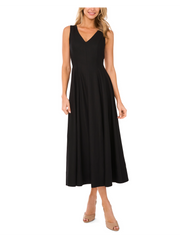 Women SLEEVELESS V-NECK PLEATED MAXI DRESS - Black - Ted Baker