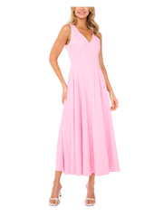 Women SLEEVELESS V-NECK PLEATED MAXI DRESS - Lt-Pink - Ted Baker