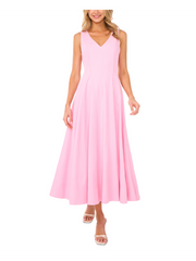 Women SLEEVELESS V-NECK PLEATED MAXI DRESS - Lt-Pink - Ted Baker