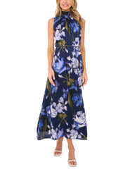 Women BOW TIE SLEEVELESS MAXI DRESS WITH SELF BELT - Navy - Ted Baker