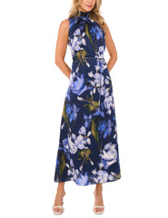 Women BOW TIE SLEEVELESS MAXI DRESS WITH SELF BELT - Navy - Ted Baker