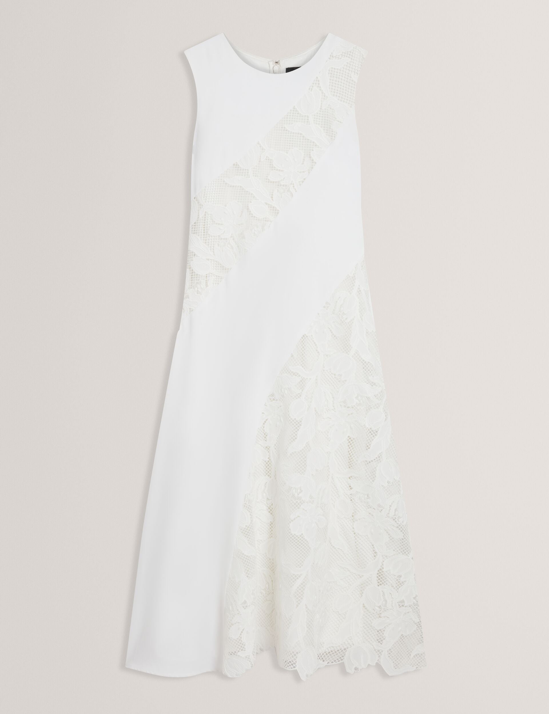 Women SLEEVELESS LACE APPLIQUE MIDI DRESS - White - Ted Baker