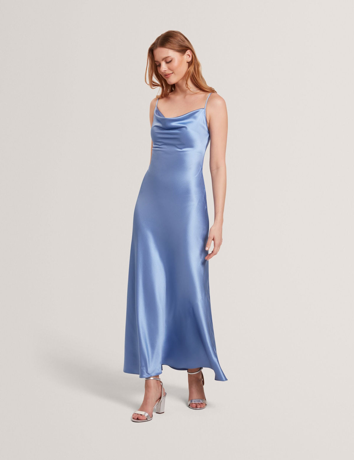 Women MIDI SILK SLIP DRESS - Mid-Blue - Ted Baker