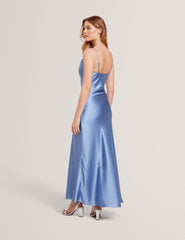 Women MIDI SILK SLIP DRESS - Mid-Blue - Ted Baker