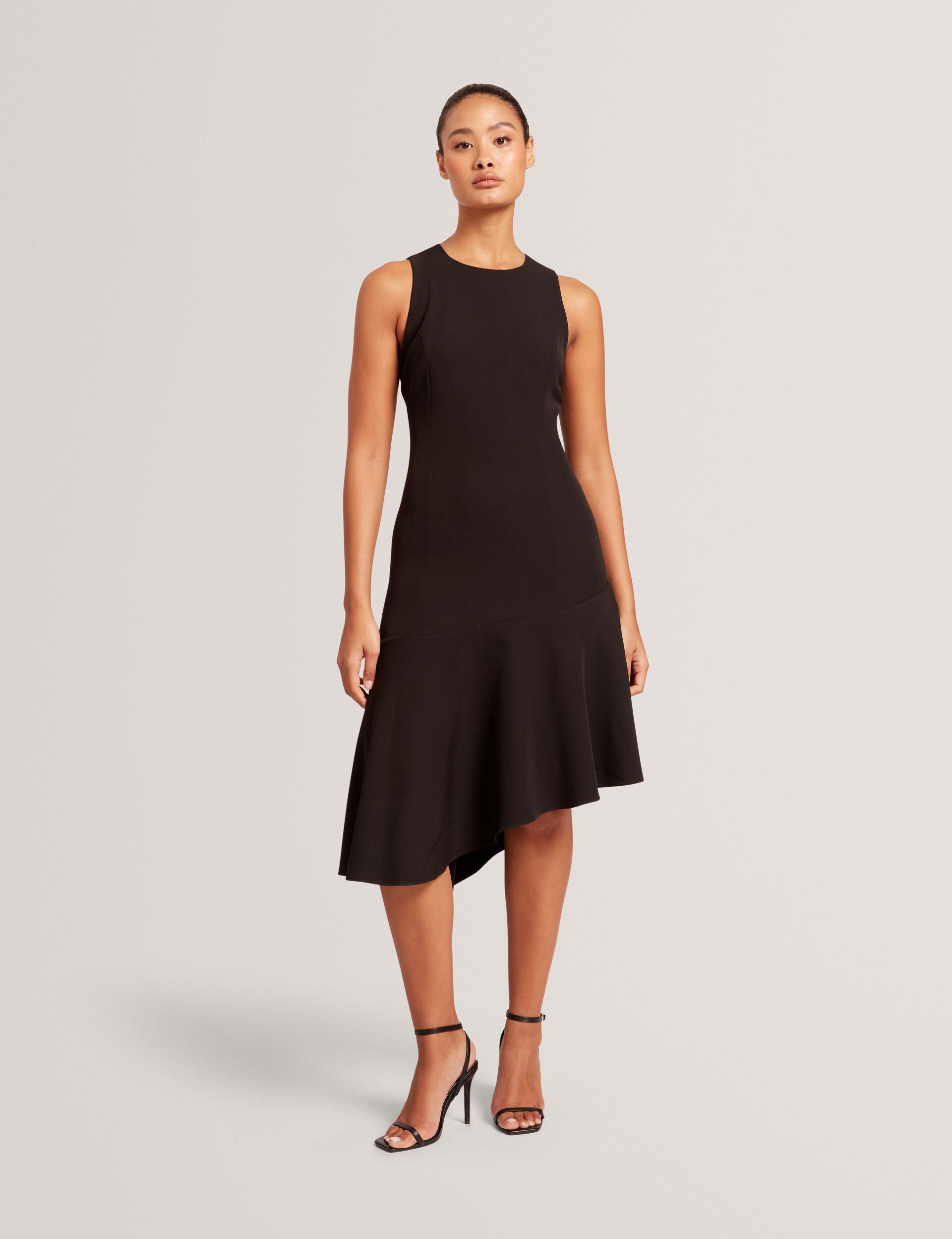 Women ASYMMETRIC MIDI DRESS - Black - Ted Baker