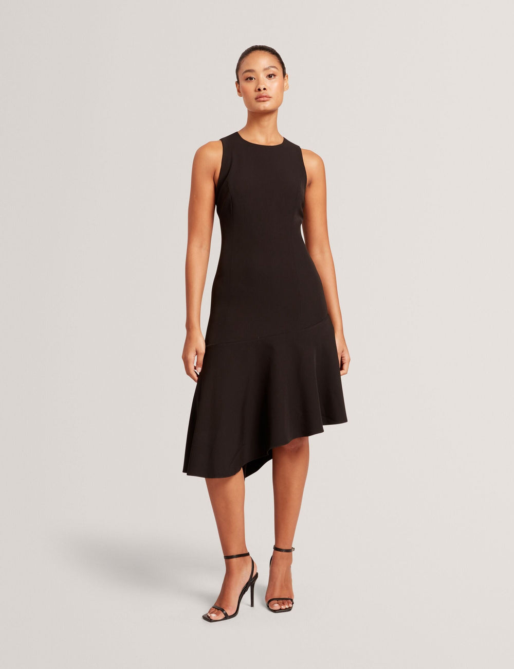 Women ASYMMETRIC MIDI DRESS - Black - Ted Baker
