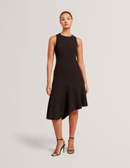 Women ASYMMETRIC MIDI DRESS - Black - Ted Baker