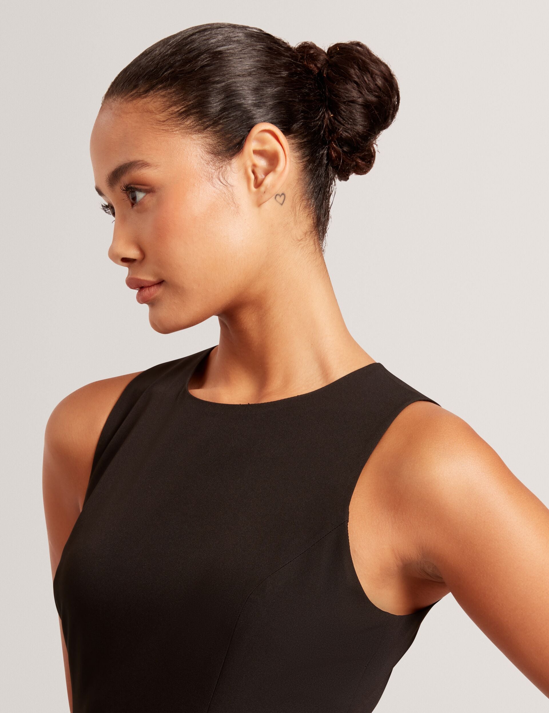 Women ASYMMETRIC MIDI DRESS - Black - Ted Baker