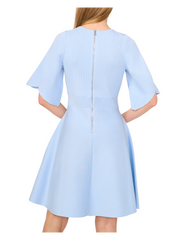 Women FLARE SHORT SLEEVE CREW NECK MINI DRESS - Lt-Blue - Ted Baker