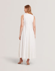 Women SLEEVELESS V-NECK PLEATED MAXI DRESS - White - Ted Baker