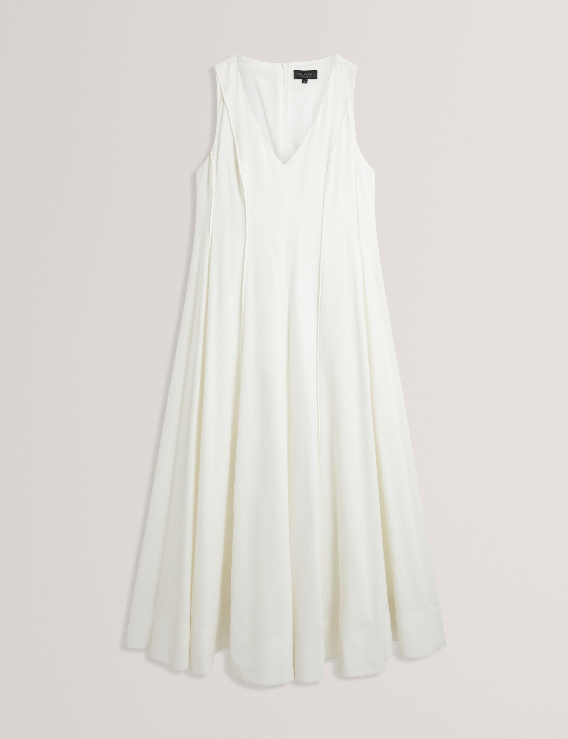 Women SLEEVELESS V-NECK PLEATED MAXI DRESS - White - Ted Baker