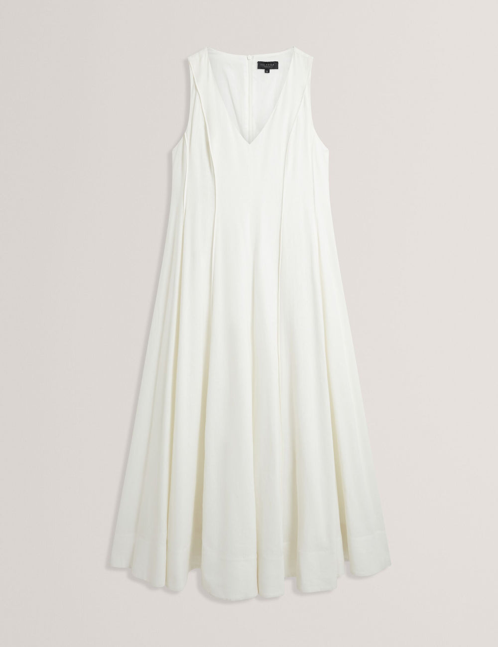Women SLEEVELESS V-NECK PLEATED MAXI DRESS - White - Ted Baker