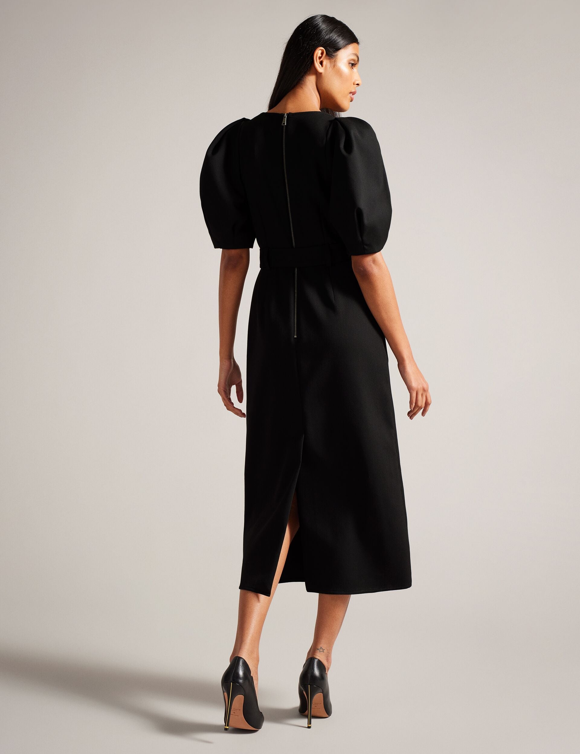 Women GABYELA - Structured Puff Sleeve Midi Dress With Belt - Ted Baker