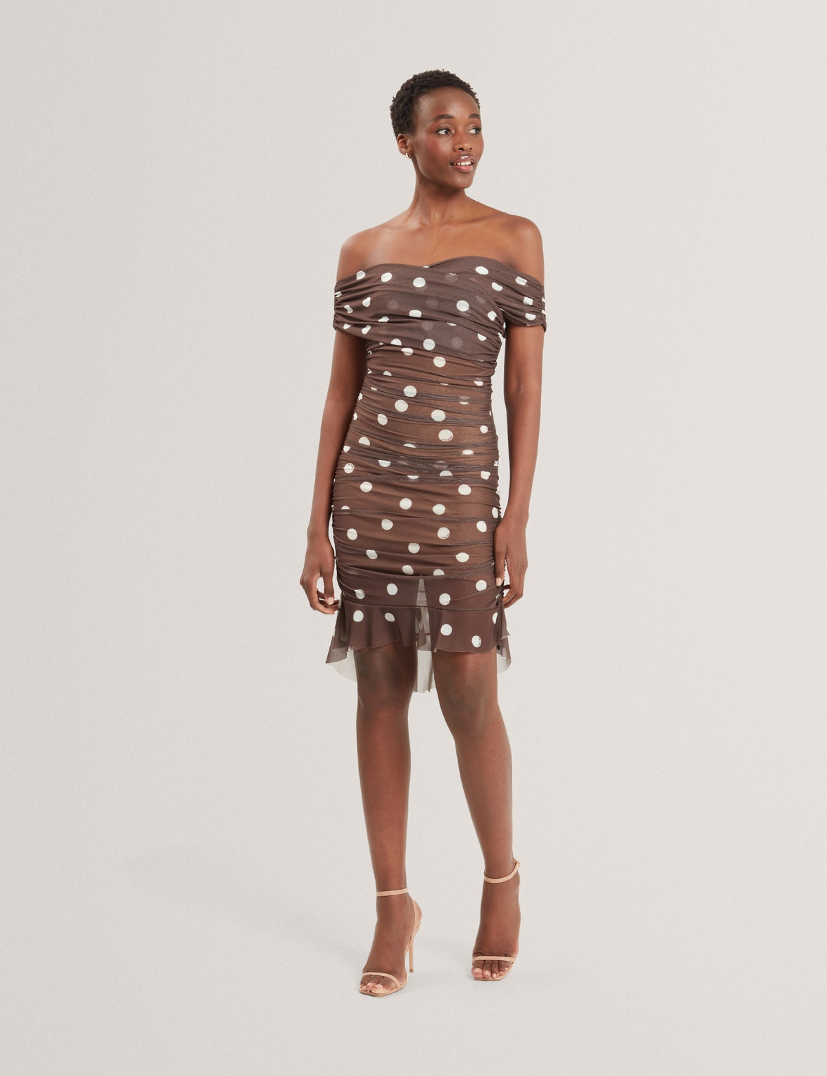 Women TILDAHH - Off-Shoulder Polka Dot Mesh Mini Dress - Ted Baker