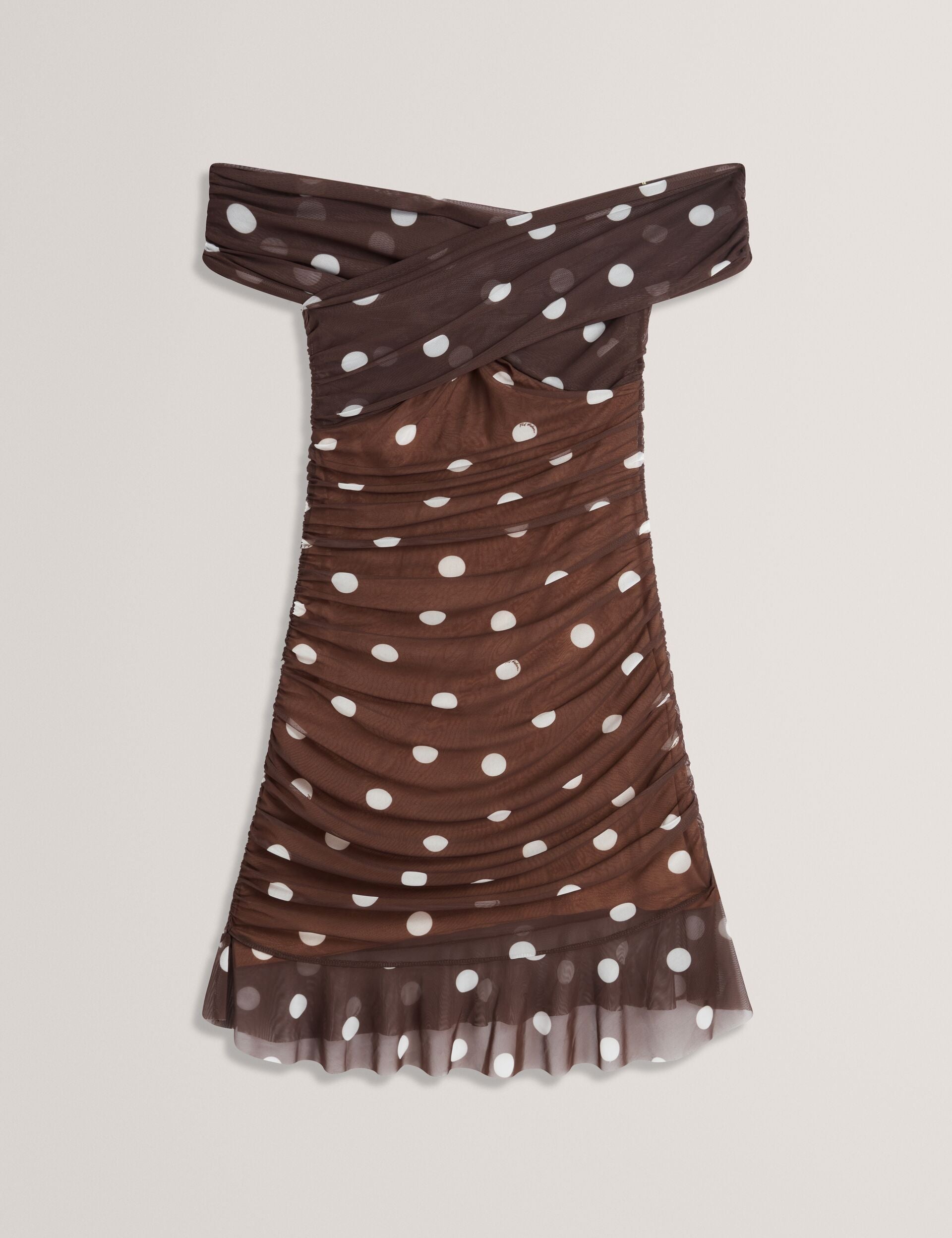 Women TILDAHH - Off-Shoulder Polka Dot Mesh Mini Dress - Ted Baker
