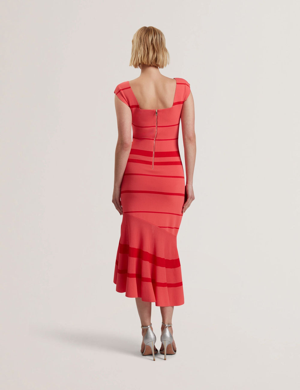 Women TILLEEA - Striped Square Neck Flippy Hem Midi Dress - Ted Baker