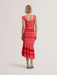 Women TILLEEA - Striped Square Neck Flippy Hem Midi Dress - Ted Baker