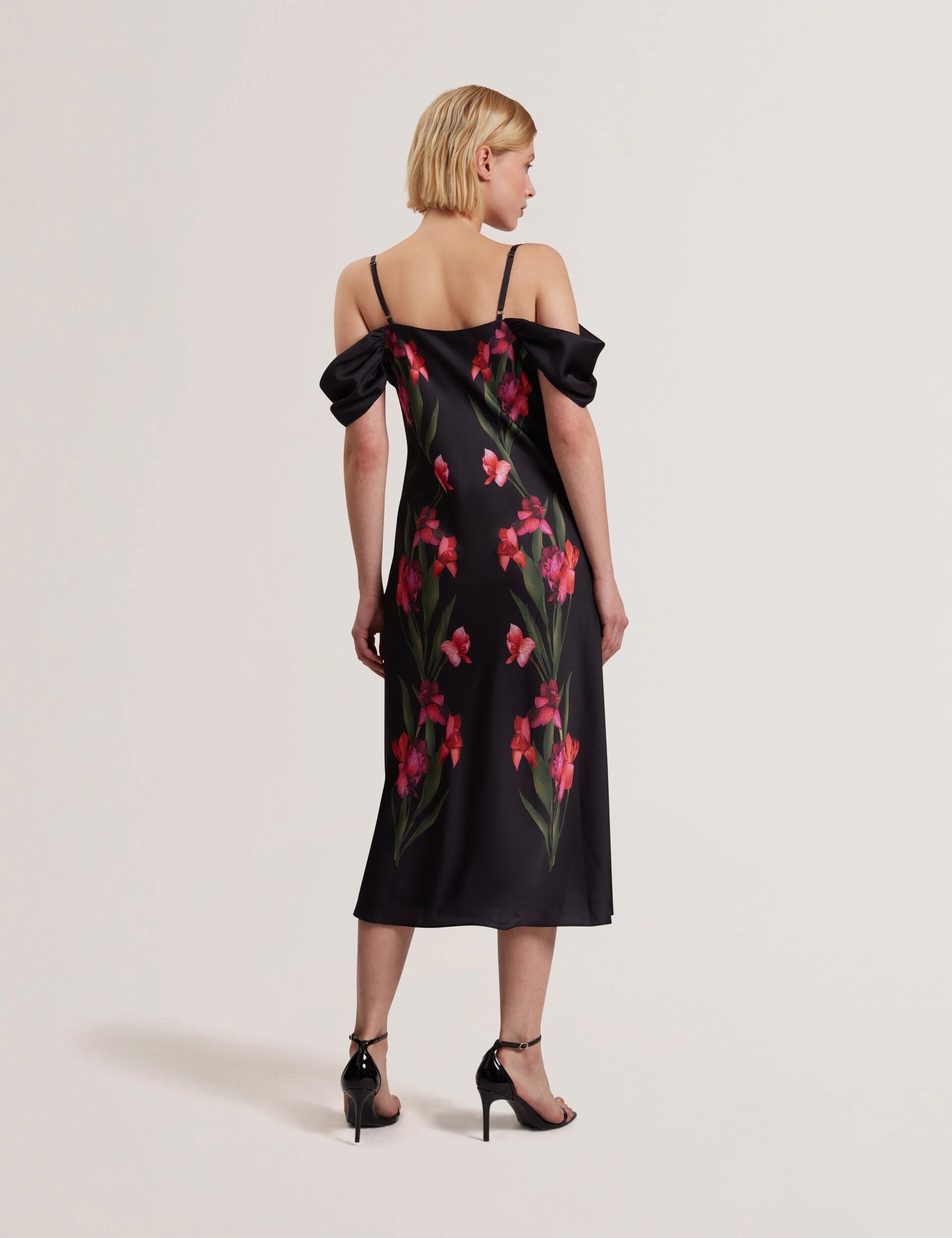 Women LUCERN - Floral Satin Off Shoulder Bias Midi Dress - Ted Baker