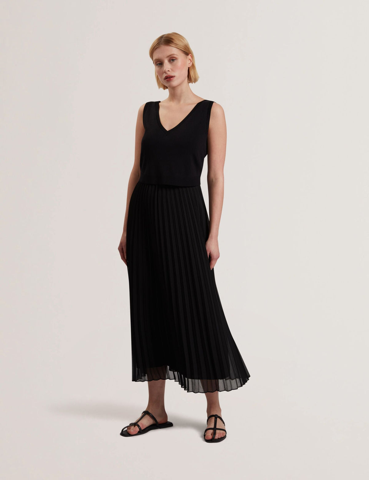 Women LARNAHH - Pleated Midi Dress With Removable Knit Tank - Ted Baker