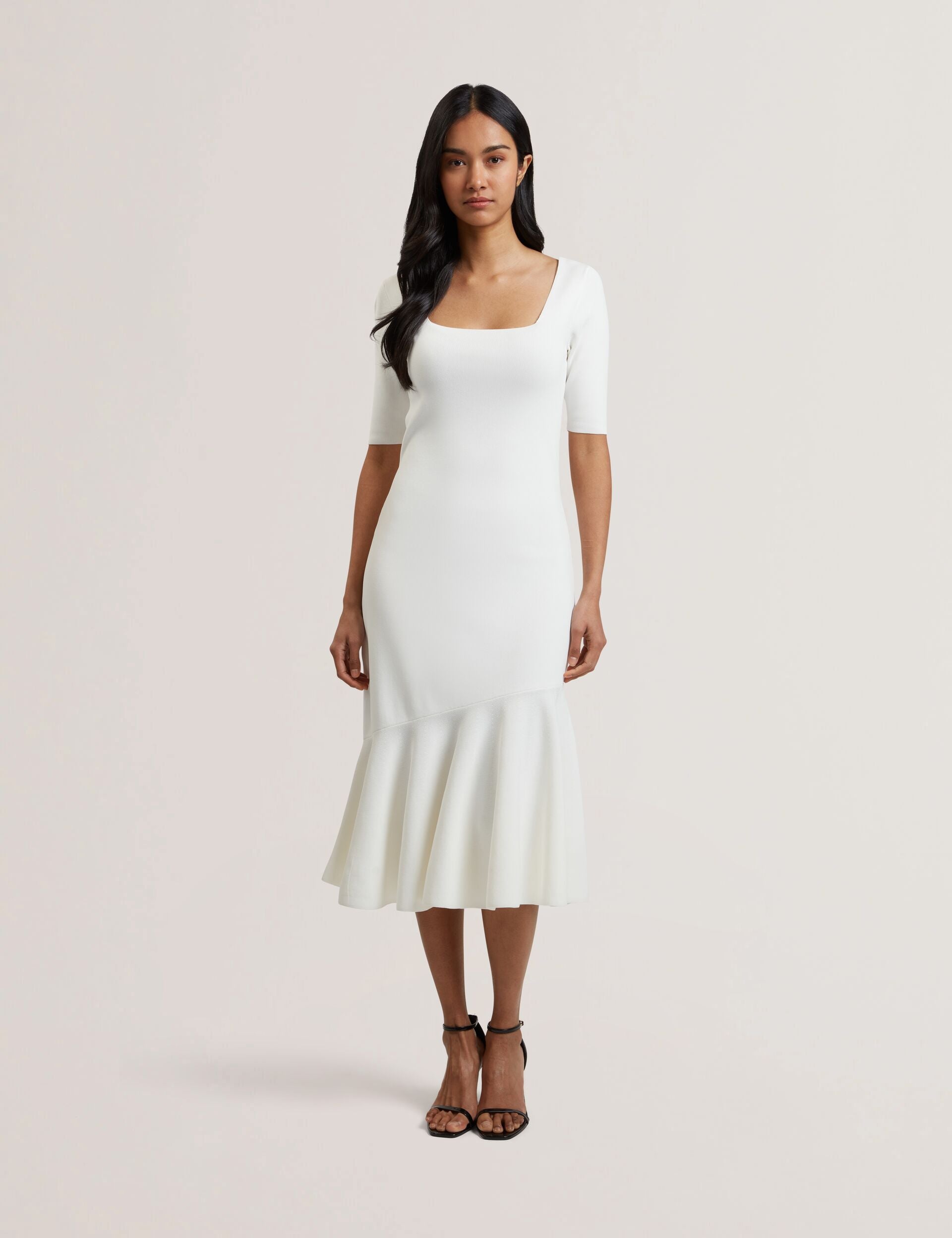 Women MIYHAA - Flippy Hem Square Neck Knitted Midi Dress - Ted Baker