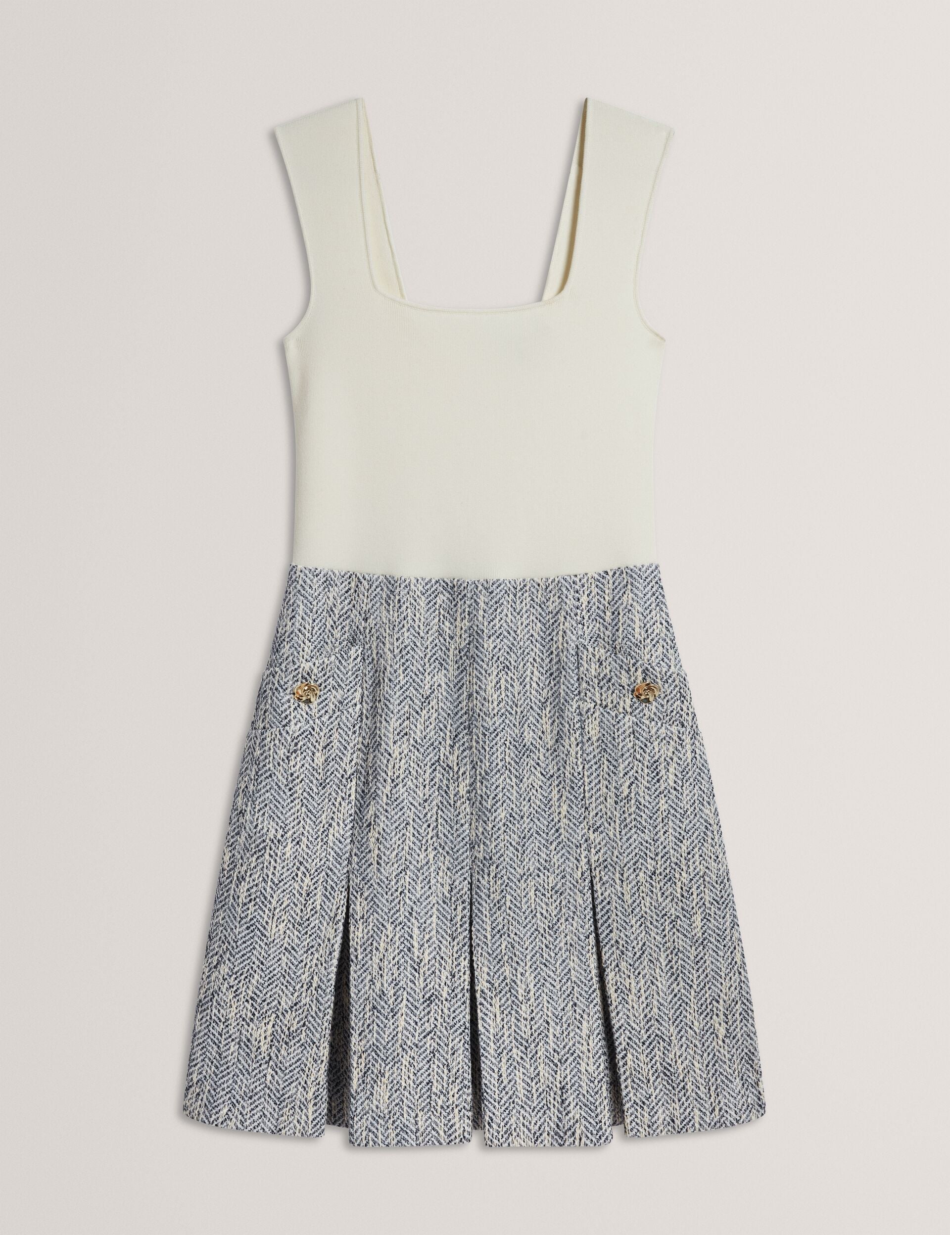 Women VULPAM - Sleeveless Knit Bodice Boucle Mini Dress - Ted Baker