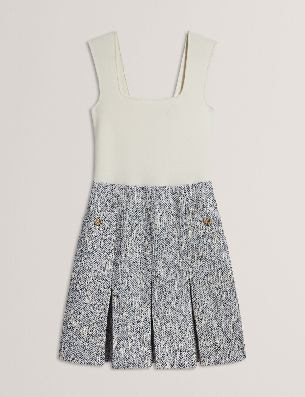 Women VULPAM - Sleeveless Knit Bodice Boucle Mini Dress - Ted Baker