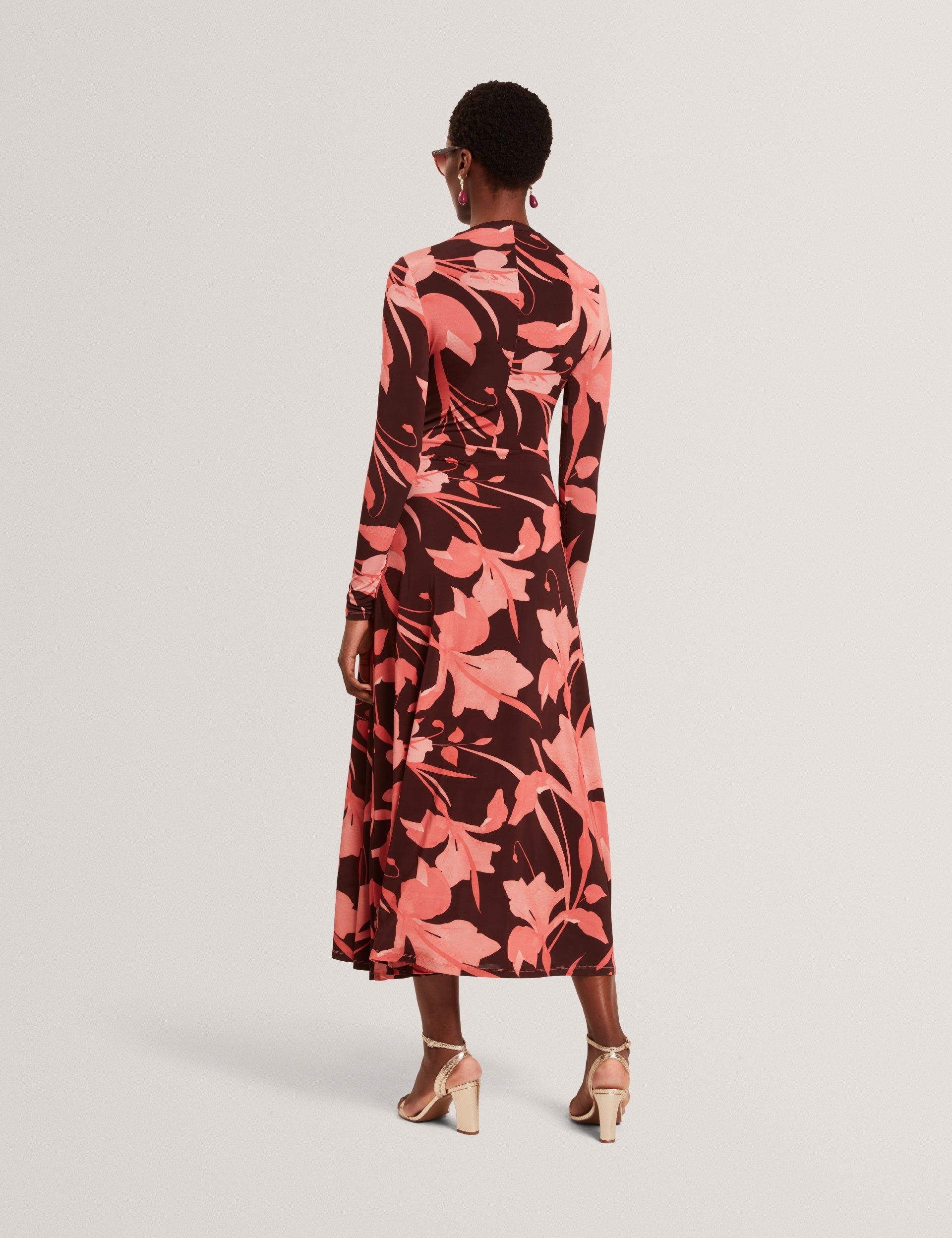 Women STARLAH - Slinky Printed Jersey Long Sleeve Midi Dress - Ted Baker