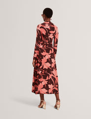 Women STARLAH - Slinky Printed Jersey Long Sleeve Midi Dress - Ted Baker
