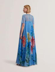 Women MALRIE - Sheer Neck Floral Trapeze Maxi Dress - Ted Baker