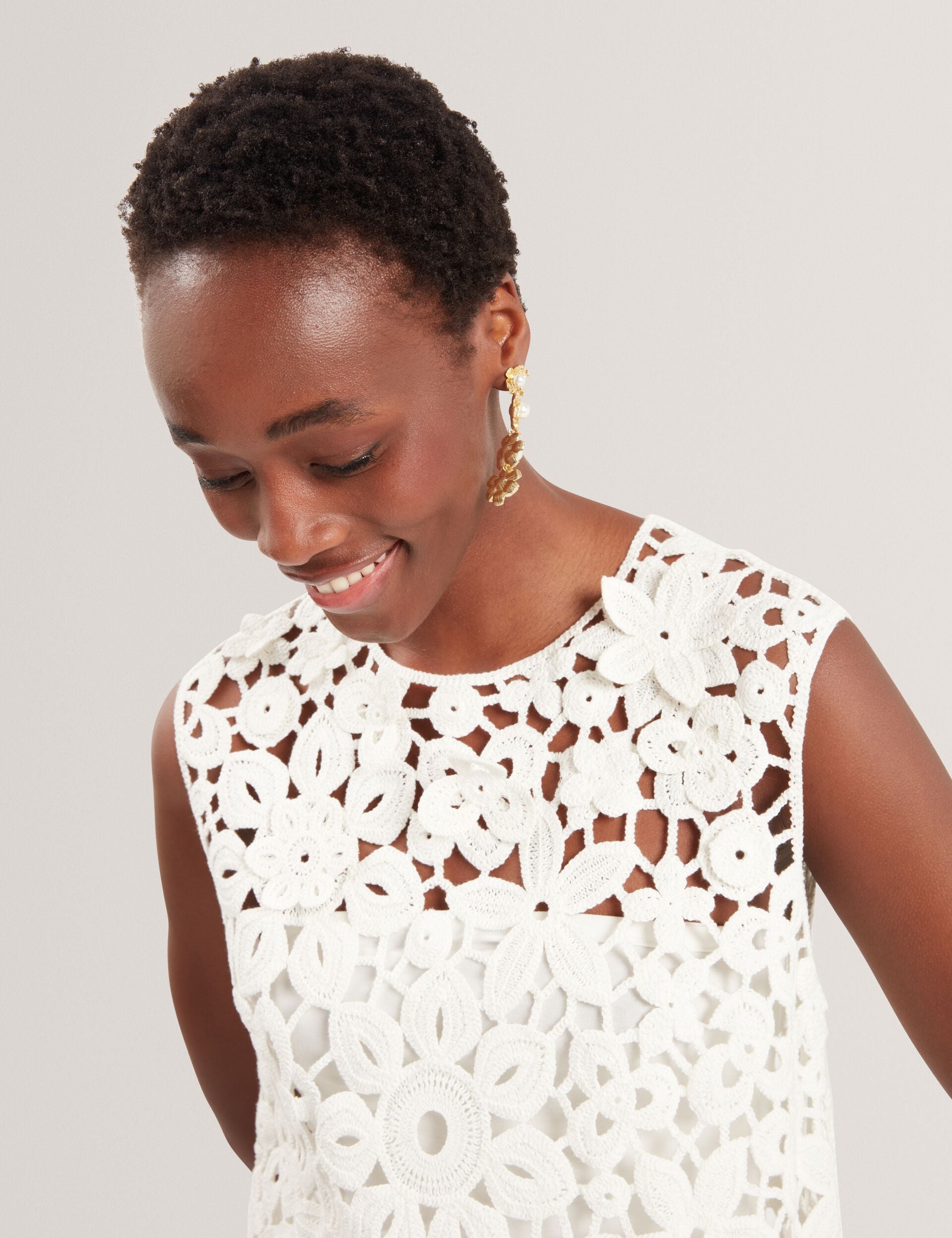 Women MIIKKA - Crochet Sleeveless Mini Shift Dress - Ted Baker
