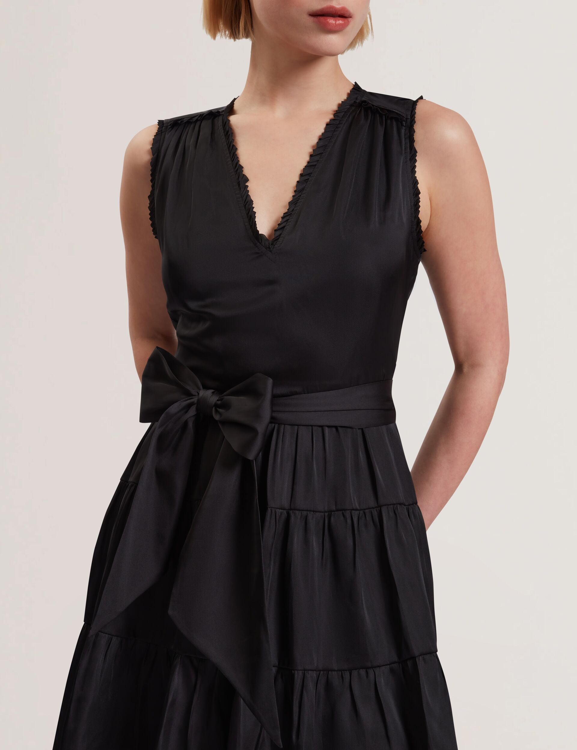 Women OTIANA - Sleeveless Tie Waist Tiered Mini Dress - Ted Baker