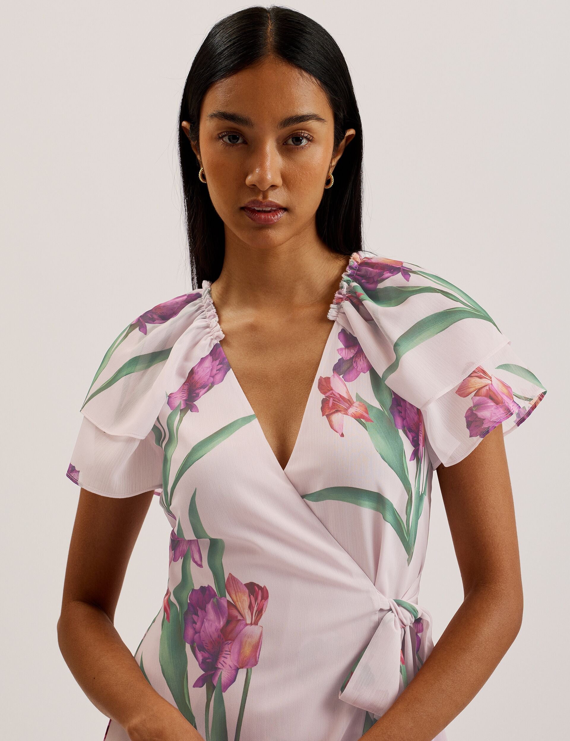Women FASNIA - Floral Angel Sleeve Wrap Mini Dress - Ted Baker