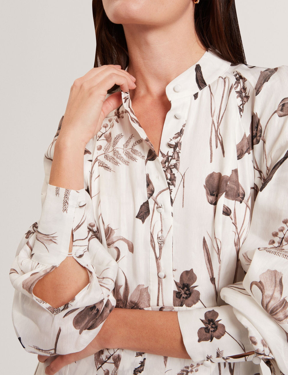 Women ELODIZA - Sepia Print Linen Silk Mini Shirt Dress - Ted Baker