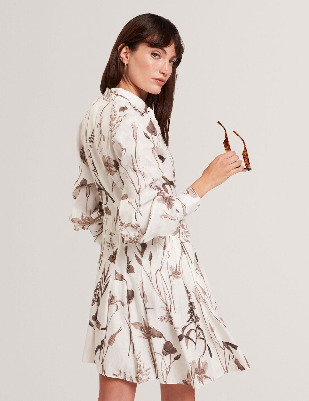 Women ELODIZA - Sepia Print Linen Silk Mini Shirt Dress - Ted Baker
