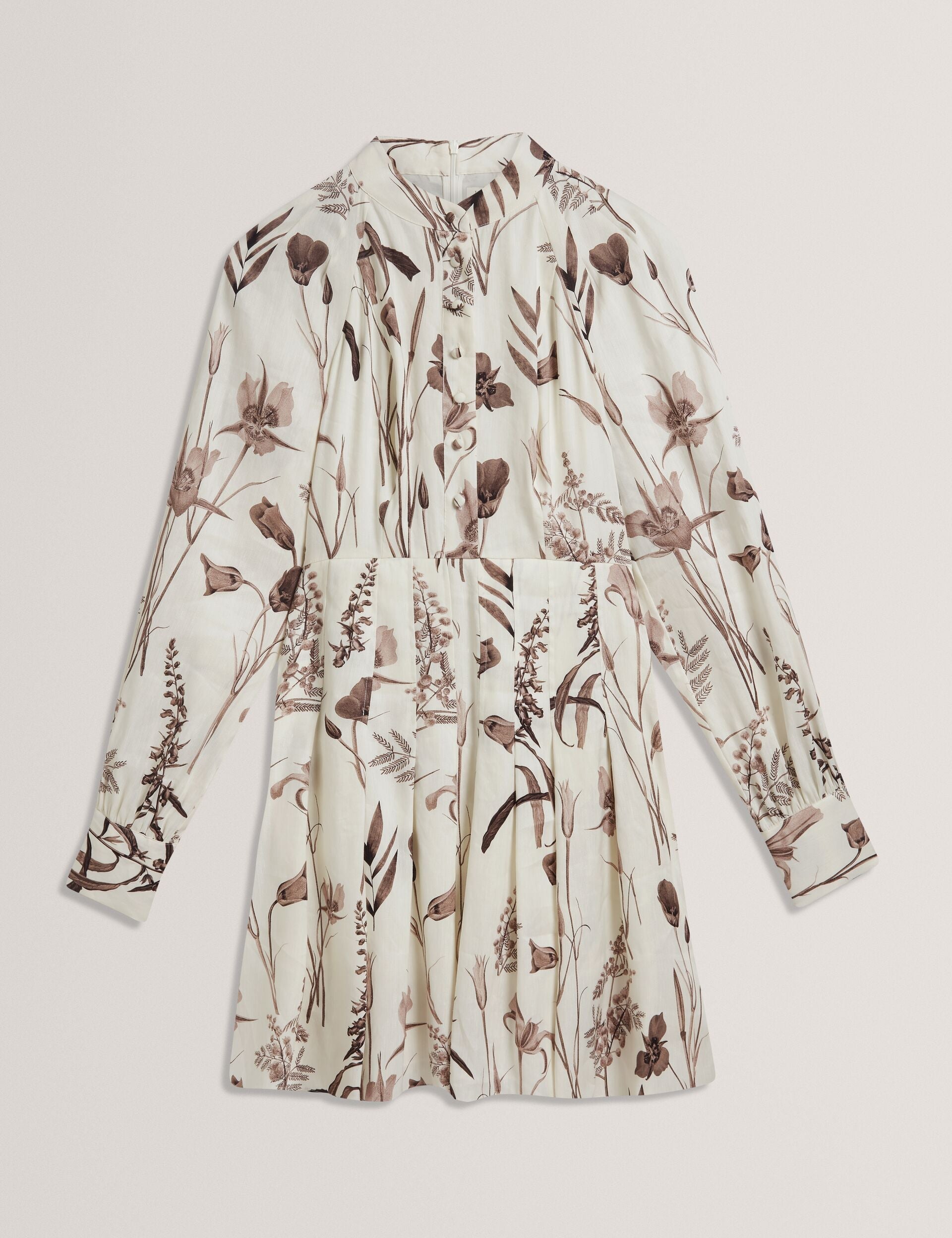 Women ELODIZA - Sepia Print Linen Silk Mini Shirt Dress - Ted Baker