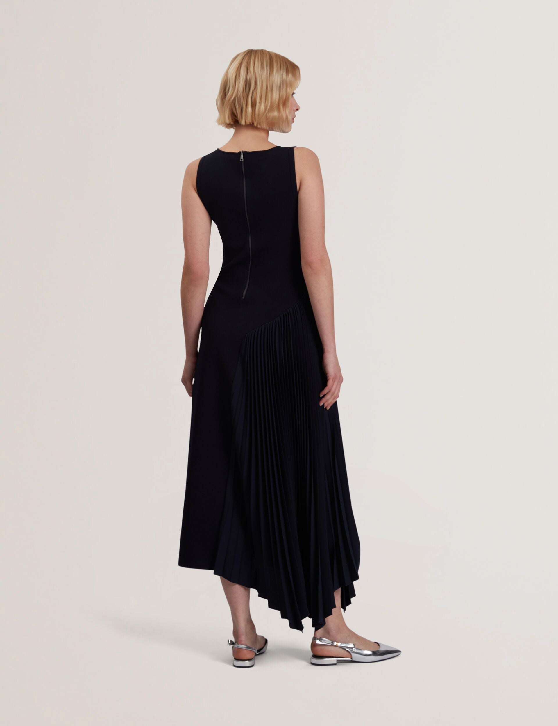 Women AZZINA - Pleated Panel Sleeveless Knitted Midi Dress - Ted Baker