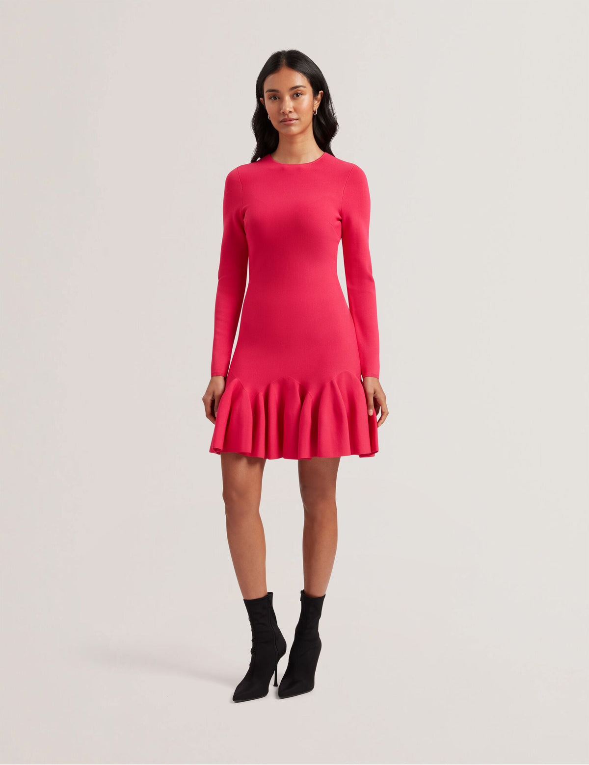Women LOISSS - Flounce Hem Long Sleeve Knitted Mini Dress - Ted Baker