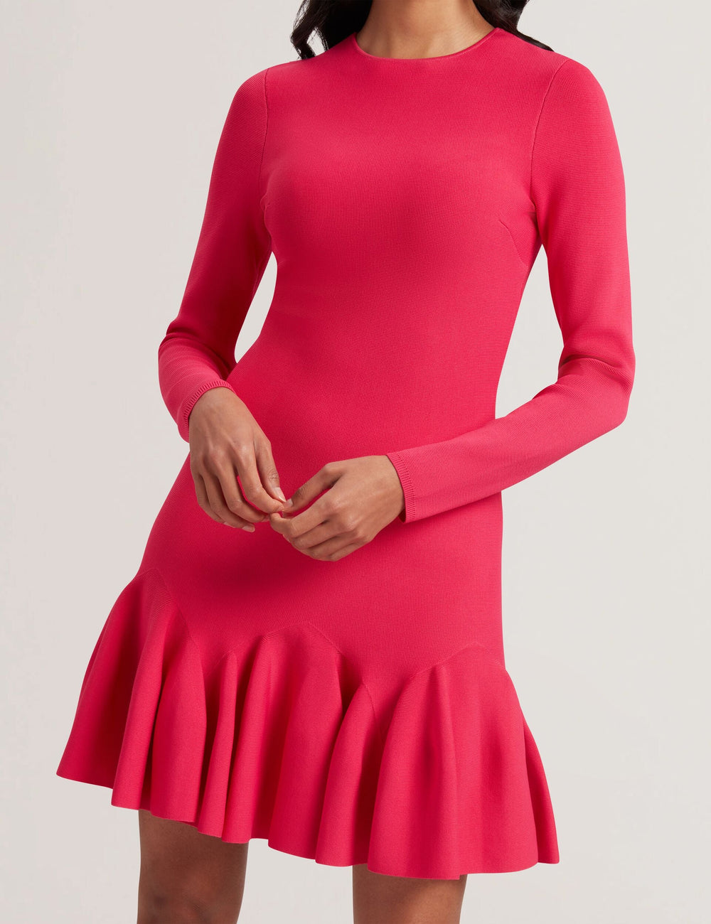 Women LOISSS - Flounce Hem Long Sleeve Knitted Mini Dress - Ted Baker