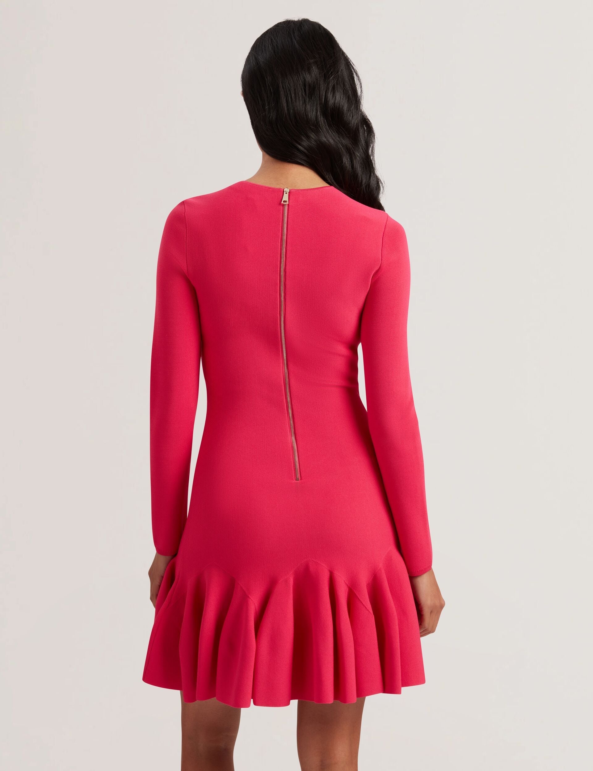 Women LOISSS - Flounce Hem Long Sleeve Knitted Mini Dress - Ted Baker