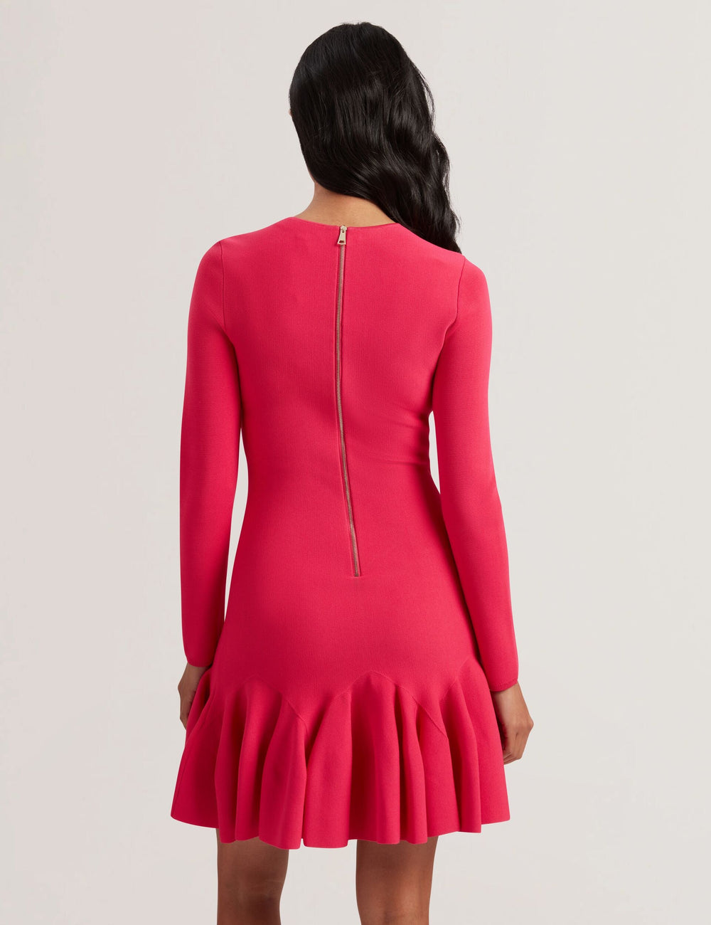 Women LOISSS - Flounce Hem Long Sleeve Knitted Mini Dress - Ted Baker