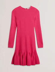 Women LOISSS - Flounce Hem Long Sleeve Knitted Mini Dress - Ted Baker