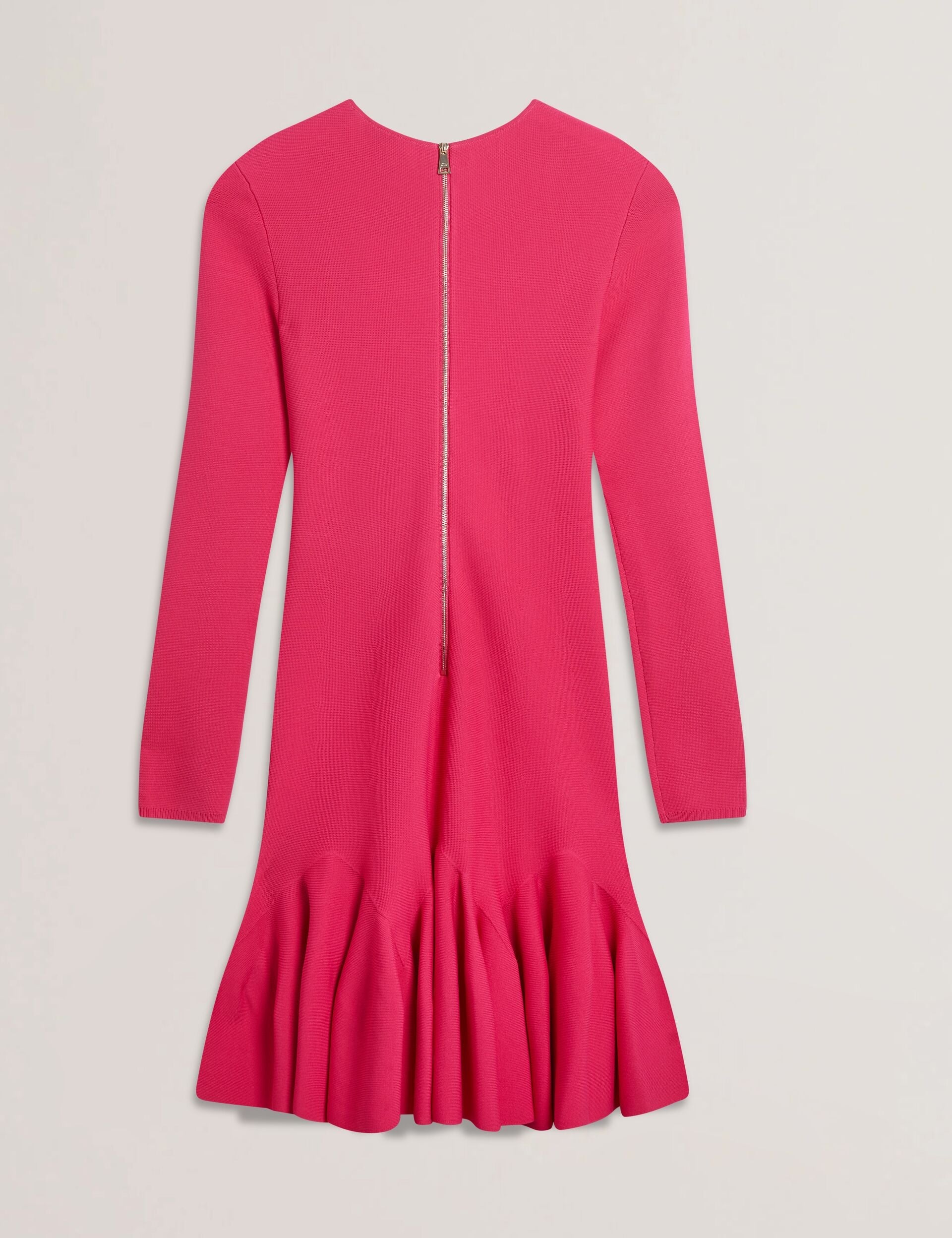 Women LOISSS - Flounce Hem Long Sleeve Knitted Mini Dress - Ted Baker