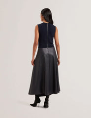 Women LABASA - Sleeveless Knit Faux Leather Midi Dress - Ted Baker