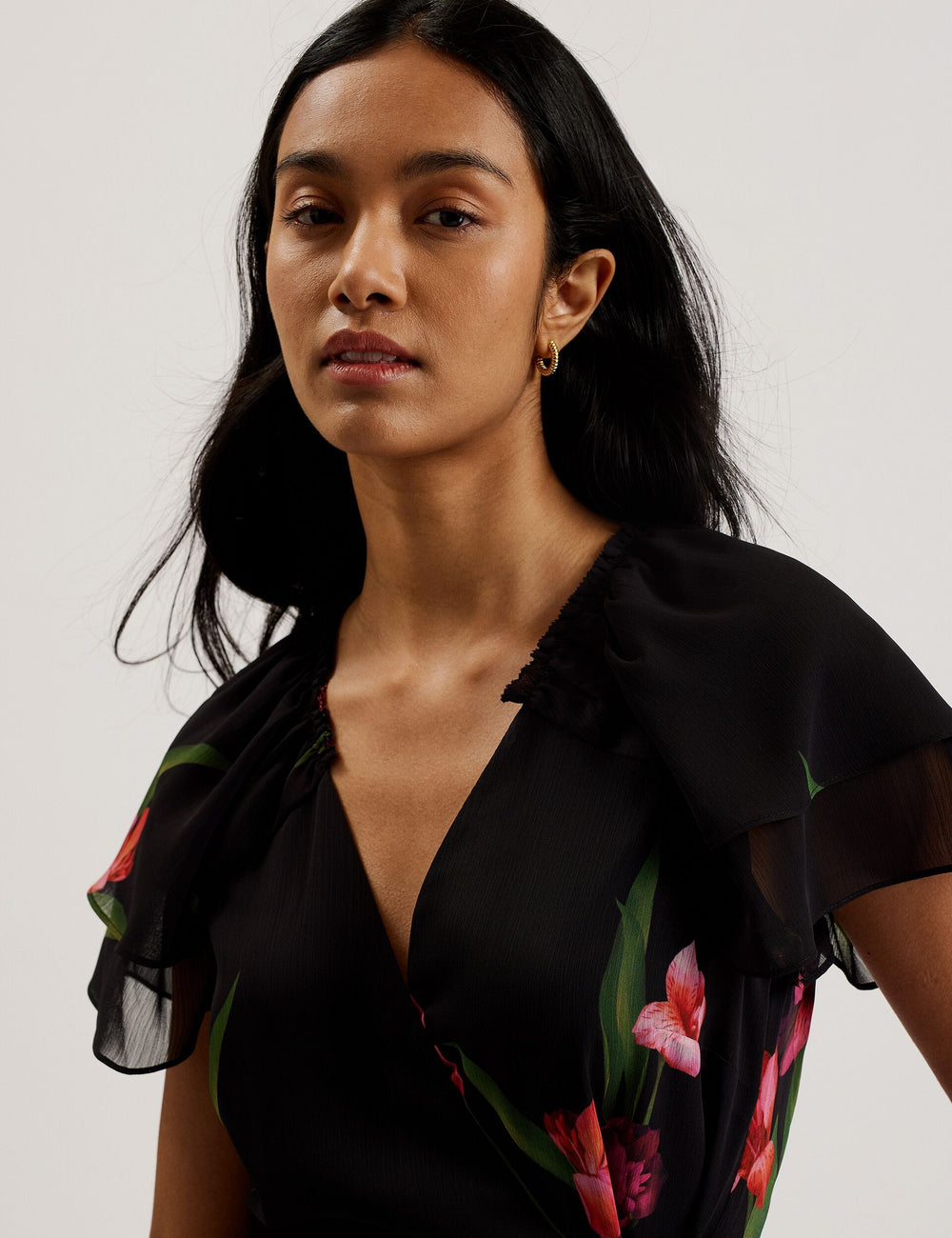 Women FASNIA - Floral Angel Sleeve Wrap Mini Dress - Ted Baker