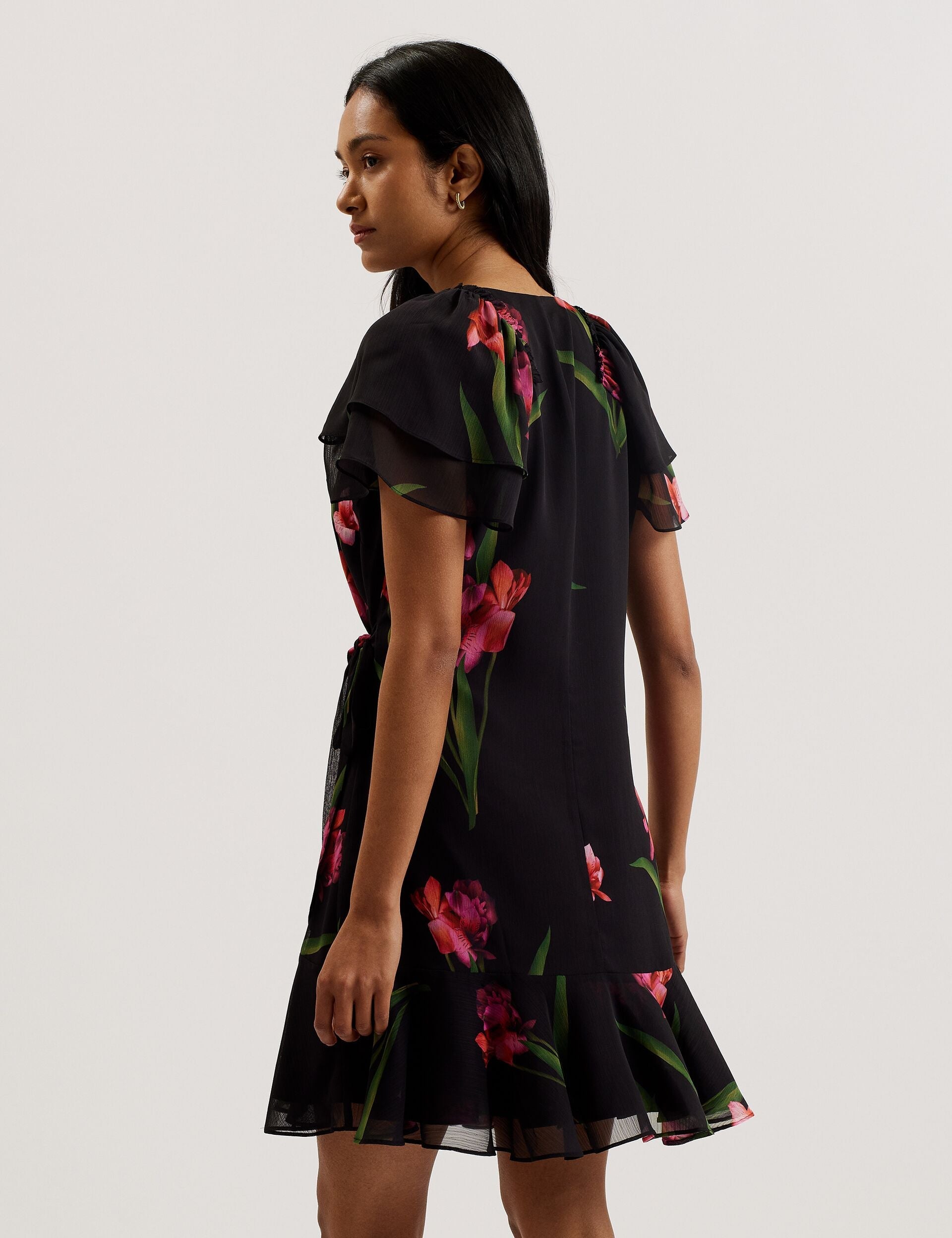 Women FASNIA - Floral Angel Sleeve Wrap Mini Dress - Ted Baker