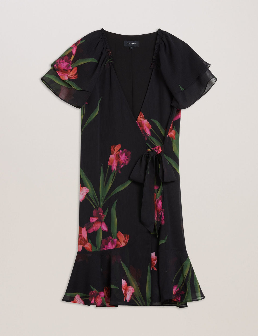Women FASNIA - Floral Angel Sleeve Wrap Mini Dress - Ted Baker