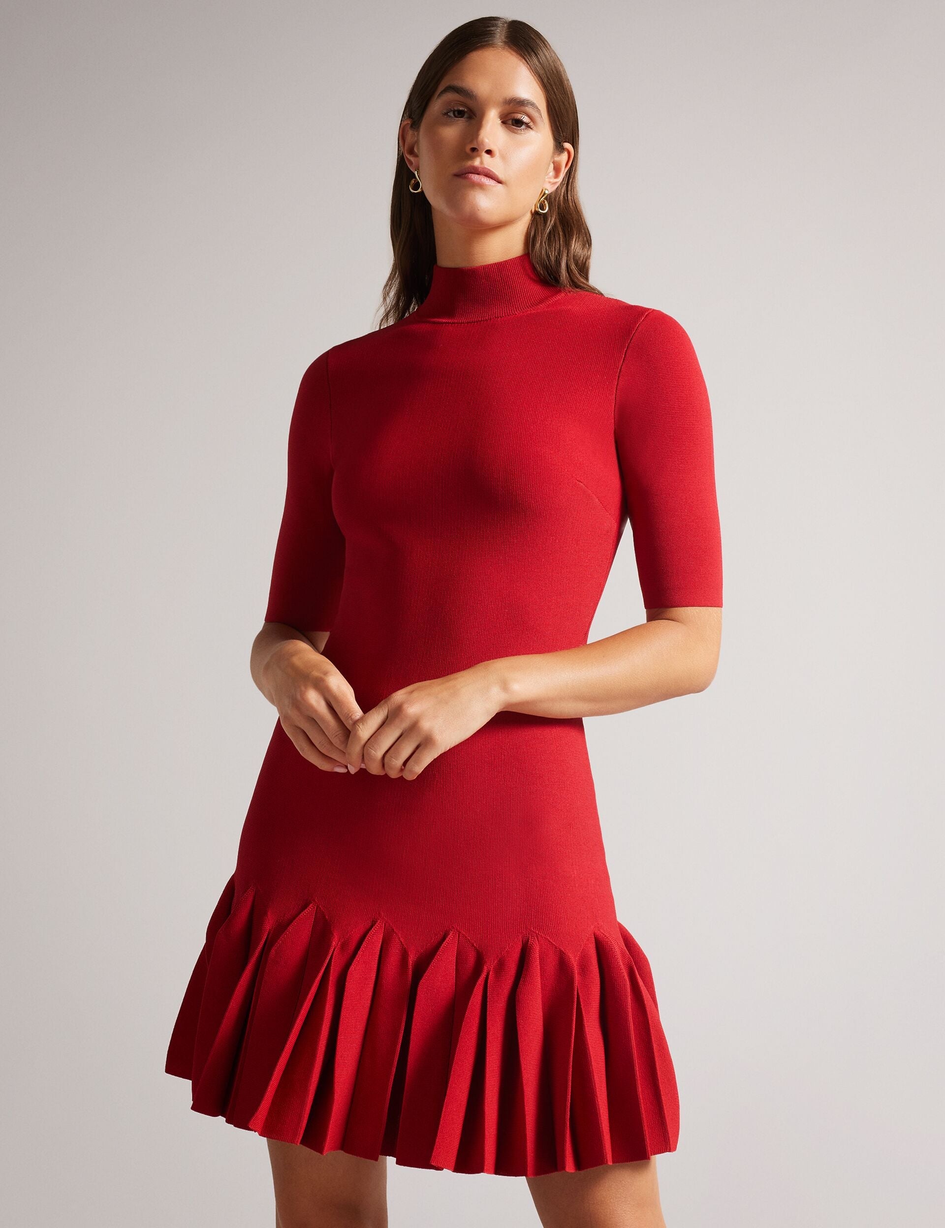 Women CANDDY - Pleated Hem Bodycon Knit Mini Dress - Ted Baker
