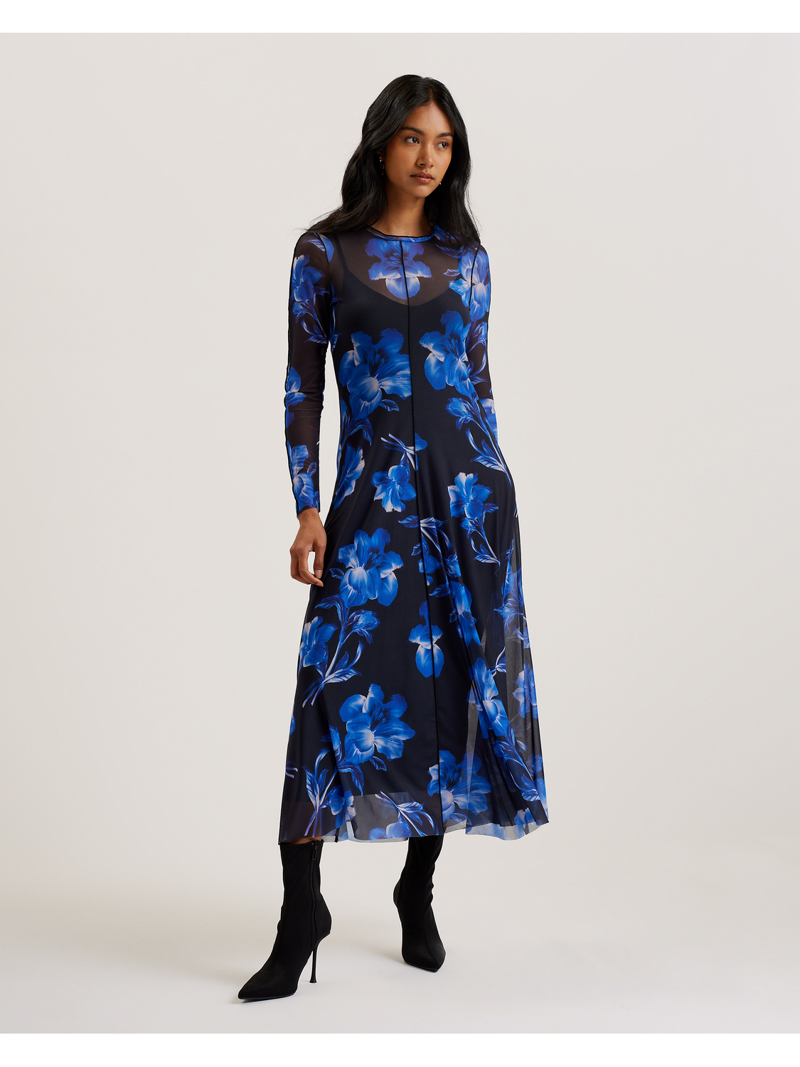 Women ROZEEN - Mesh Long Sleeve Printed Dress - Ted Baker