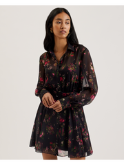 Women EBENE - Floral Print Belted Mini Shirt Dress - Ted Baker