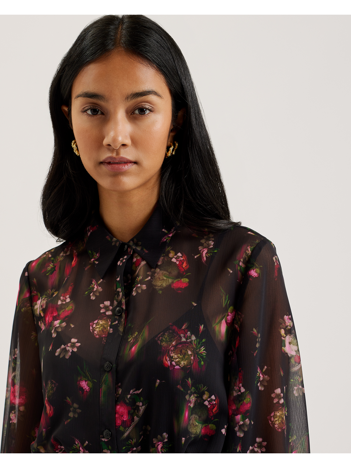 Women EBENE - Floral Print Belted Mini Shirt Dress - Ted Baker